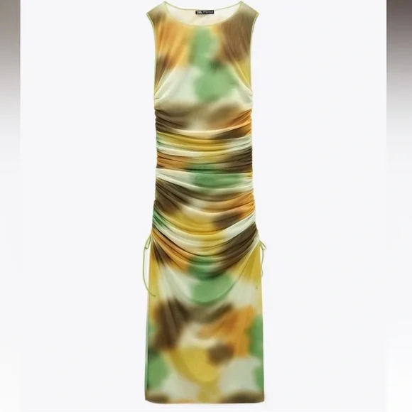 Zara Printed Tulle Dress Size L-XL NWT - Picture 7 of 11